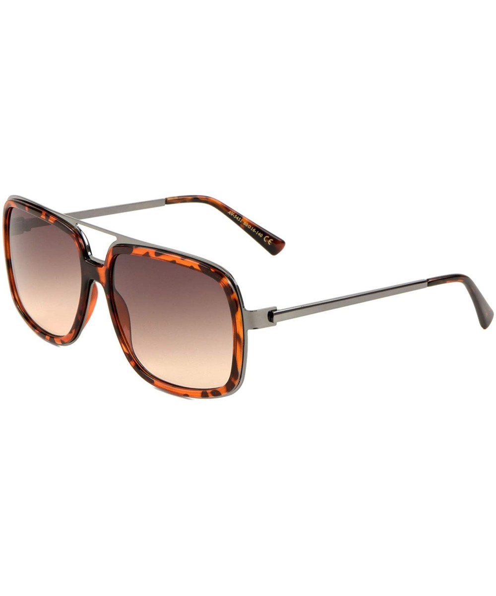 Thin Metal Rim Square Plastic Frame Aviator Sunglasses - Brown Demi Gunmetal - CE197NO8Z5K $9.87 Aviator