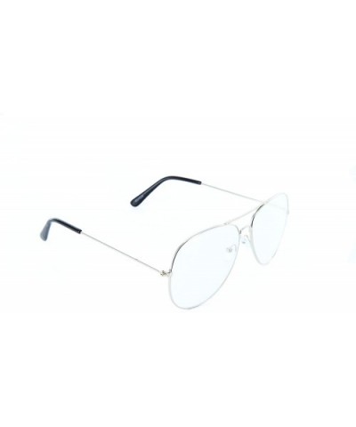 Classic Aviator Glasses Clear Lens Tear Drop Metal Frame - Silver - C512H7LMO0Z $7.91 Aviator