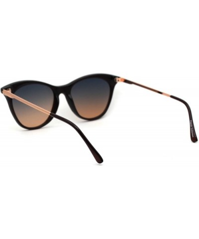 Womens Mod Chic Retro Designer Cat Eye Sunglasses - Brown Blue Peach - CI18XTTI7RL $11.43 Cat Eye