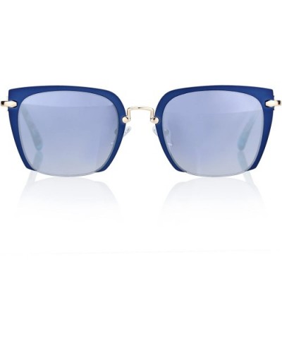 Linno Semi-Rimless Rimmed Sunglasses Women Fashion Design Glasses with Protection Case - Gradient Blue - CR18KMZ9HLD $7.33 Sport