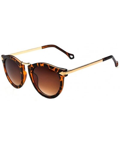 Women Coating Vintage Sunglasses Metal Retro Round Arrow Glasses - Leopard - CN17YSQHLAU $7.61 Rimless