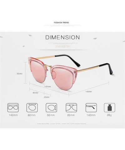 Transparent Half Frame Women Men Cat Sunglasses Brand Designer UV400 Oversized - Tea Frame - CU12KHMUDW7 $11.02 Semi-rimless