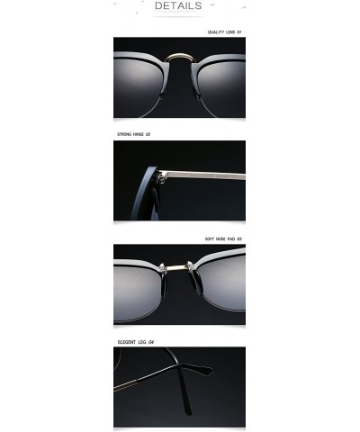 Transparent Half Frame Women Men Cat Sunglasses Brand Designer UV400 Oversized - Tea Frame - CU12KHMUDW7 $11.02 Semi-rimless