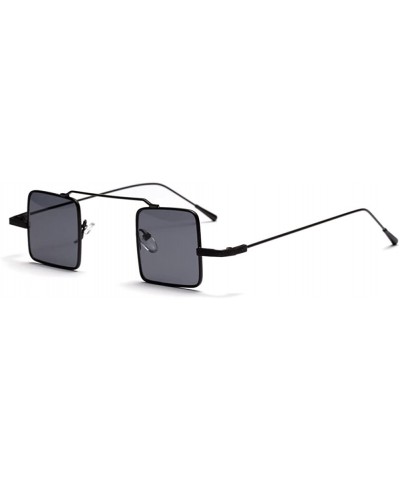 Small Square Sunglasses Men Vintage Metal Frame Retro Sun Glasses for Women - Full Black - CD18DQQEYO8 $7.49 Square