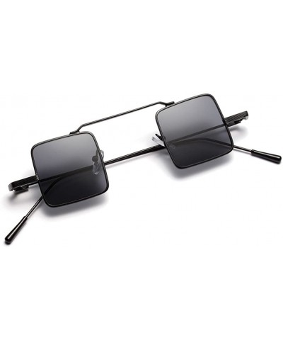 Small Square Sunglasses Men Vintage Metal Frame Retro Sun Glasses for Women - Full Black - CD18DQQEYO8 $7.49 Square