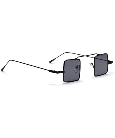 Small Square Sunglasses Men Vintage Metal Frame Retro Sun Glasses for Women - Full Black - CD18DQQEYO8 $7.49 Square