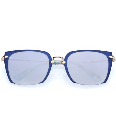 Linno Semi-Rimless Rimmed Sunglasses Women Fashion Design Glasses with Protection Case - Gradient Blue - CR18KMZ9HLD $7.33 Sport