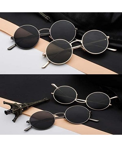 Men's Sunglasses Fashion Round Eyeglasses Metal Frame Women Driving Sun Glasses UV400 Protection Eyewear - CD18XM8OC89 $14.72...