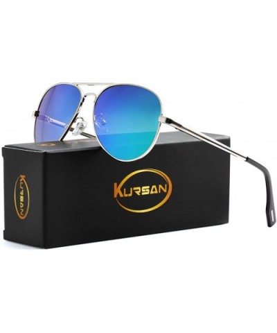Polarized Aviator Sunglasses for Men Women Mirrored Lens - 100% UV400 Protection - 58MM - Silver/Blue Mirrored - CV198QC4I0E ...