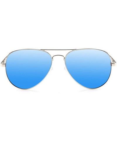 Polarized Aviator Sunglasses for Men Women Mirrored Lens - 100% UV400 Protection - 58MM - Silver/Blue Mirrored - CV198QC4I0E ...