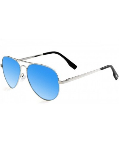 Polarized Aviator Sunglasses for Men Women Mirrored Lens - 100% UV400 Protection - 58MM - Silver/Blue Mirrored - CV198QC4I0E ...