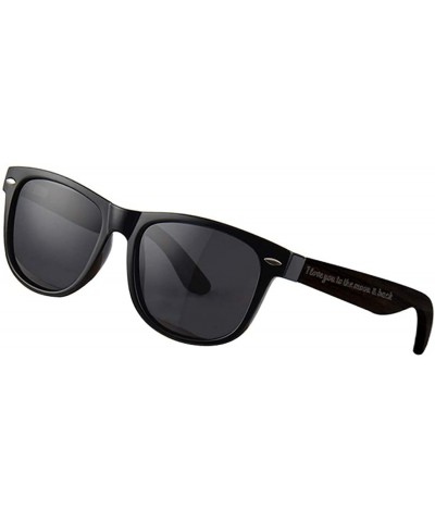 Wood Sunglasses Polarized for Men Husband Boyfriend Birthday Anniversary Gift for Him - Ebony-love - C31927C9KWG $10.10 Square