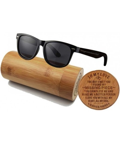 Wood Sunglasses Polarized for Men Husband Boyfriend Birthday Anniversary Gift for Him - Ebony-love - C31927C9KWG $10.10 Square