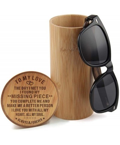 Wood Sunglasses Polarized for Men Husband Boyfriend Birthday Anniversary Gift for Him - Ebony-love - C31927C9KWG $10.10 Square