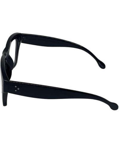 Vintage Inspired Geek Oversized Square Thick Horn Rimmed Eyeglasses Clear Lens - Black 00013 - CF18Y8KS3AW $11.06 Square