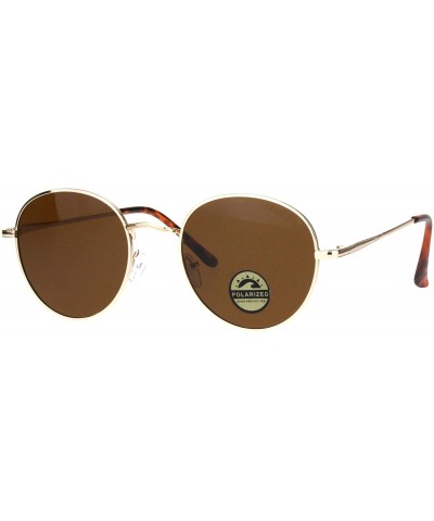 Polarized Lens Sunglasses Vintage Fashion Round Light Metal Frame UV 400 - Gold (Brown) - C719399H04N $6.45 Round