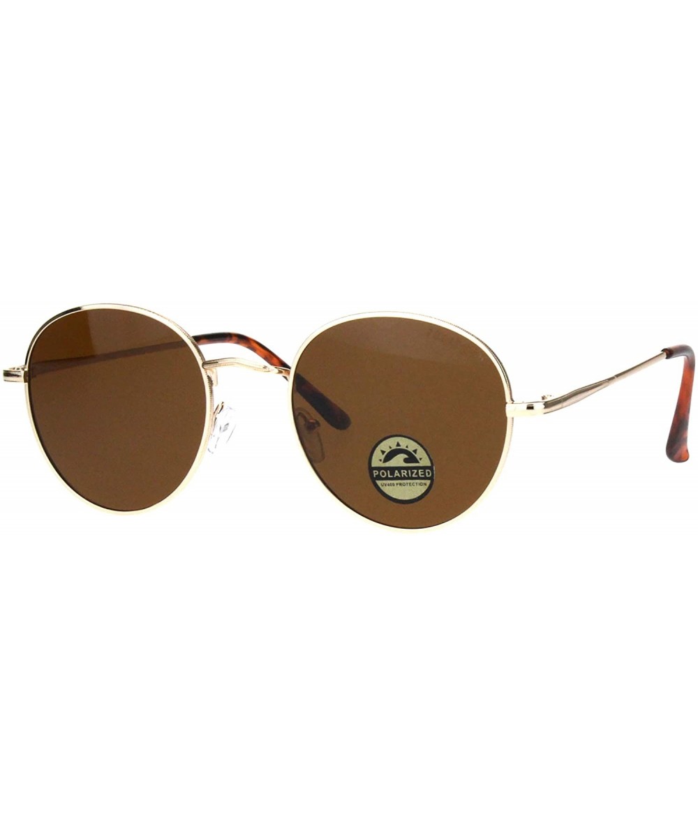 Polarized Lens Sunglasses Vintage Fashion Round Light Metal Frame UV 400 - Gold (Brown) - C719399H04N $6.45 Round