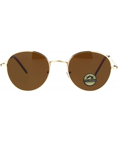 Polarized Lens Sunglasses Vintage Fashion Round Light Metal Frame UV 400 - Gold (Brown) - C719399H04N $6.45 Round