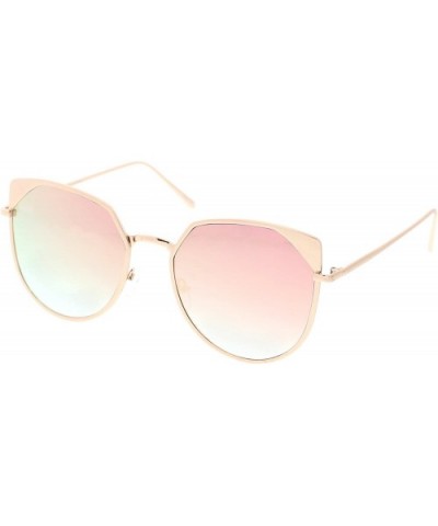 Women's Oversize Colored Mirror Flat Lens Cat Eye Sunglasses 59mm - Gold / Pink Mirror - C218345LI2H $10.96 Oversized