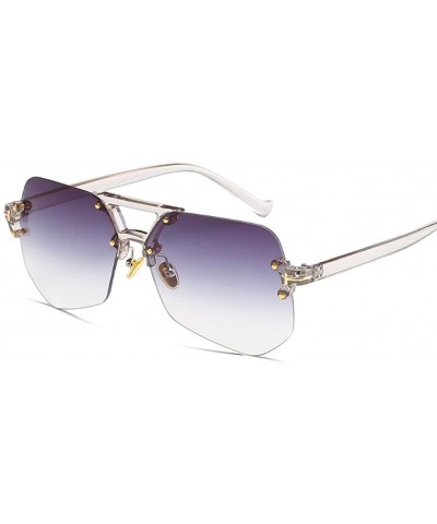 Large Rimless Sunglasses Clear Lens Glass Sunglasses for Men Women - 3 - CE18EOY9ONX $10.95 Oversized