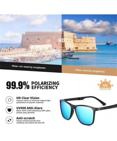 Square Polarized Sunglasses for Men Aluminum Magnesium Temple Anti-Glare Lens Driving Sun Glasses UV400 - CM199HYE3TE $11.93 ...