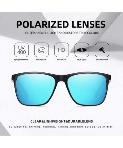 Square Polarized Sunglasses for Men Aluminum Magnesium Temple Anti-Glare Lens Driving Sun Glasses UV400 - CM199HYE3TE $11.93 ...