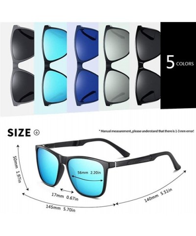 Square Polarized Sunglasses for Men Aluminum Magnesium Temple Anti-Glare Lens Driving Sun Glasses UV400 - CM199HYE3TE $11.93 ...