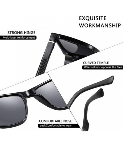 Square Polarized Sunglasses for Men Aluminum Magnesium Temple Anti-Glare Lens Driving Sun Glasses UV400 - CM199HYE3TE $11.93 ...