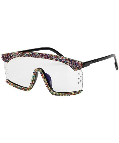 New Ladies One-piece sunglasses shiny gravel men goggles colorful sunglasses - Clear - CZ18WQNIKNA $11.51 Goggle