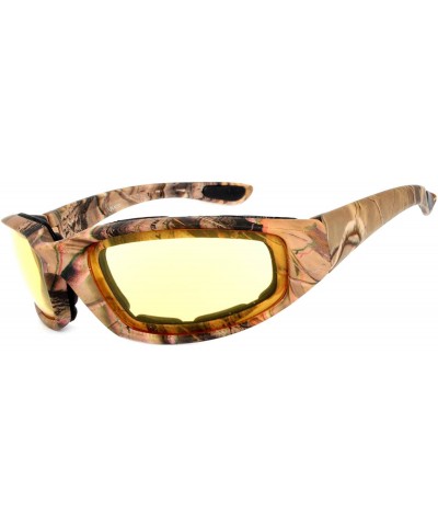 Motorcycle Padded Foam Glasses Smoke Mirror Clear Lens - Camo3_yellow - CE1896XX63Y $6.40 Goggle