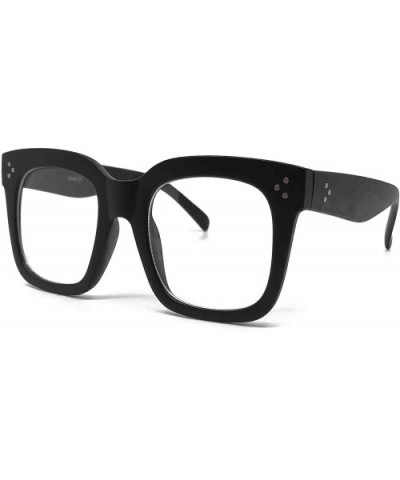 7222 Premium Oversize XXL Women Men Mirror Brand Style Fashion Sunglasses - Matte Black/ Clear - CZ18Z2GO68K $9.41 Round