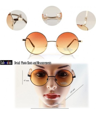 Retro Hippie 47 mm Medium Round Oceanic Color Flat Lens Sunglasses A140 - Gold/ Blue Purple - CI18C0U7HC0 $9.94 Round