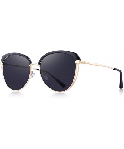 Fashion Polarized Sunglasses for Women UV400 Mirrored Lens - Black - CK18RWLN00T $22.70 Oversized
