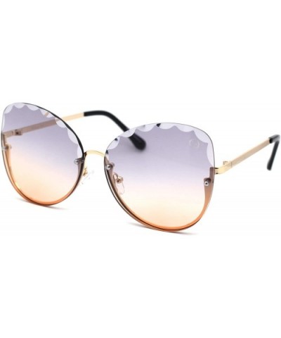 Womens Petal Bevel Lens Upside Down Half Rim Fashion Sunglasses - Gold Grey Orange - CF18YW62NGT $11.03 Butterfly