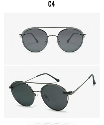 Magnetic sleeve mirror sunglasses fashion men's polarized sunglasses multi-purpose metal glasses - C4 - C61904TGEAG $14.35 Round