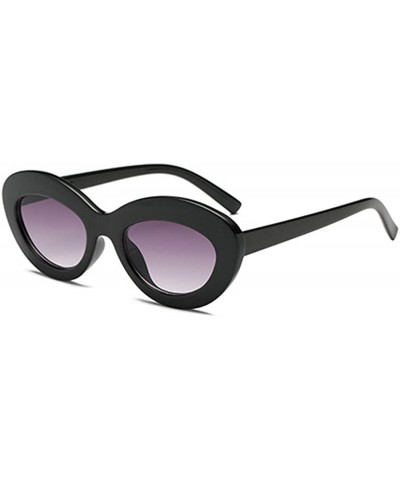 Sunglasses Oval Sunglasses Men and women Fashion Retro Sunglasses - Black Gray - CT18LLC02CZ $4.81 Oval