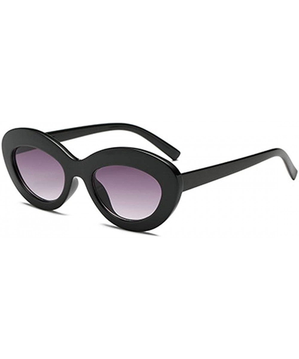 Sunglasses Oval Sunglasses Men and women Fashion Retro Sunglasses - Black Gray - CT18LLC02CZ $4.81 Oval