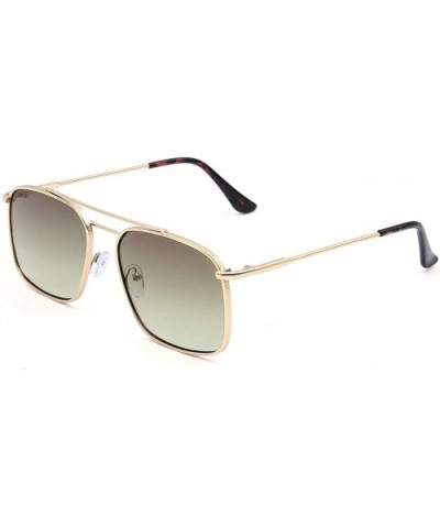 Square Aviator Polarized Sunglasses for Men Women Fashion Laminated Mirrored Retro Sun Glasses - Brown - CC18WQGU6L2 $6.40 Ov...