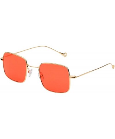 Retro Metal Frame Sunglasses Colored Lens - Golden-red - CC18S7LQC4L $8.74 Rimless