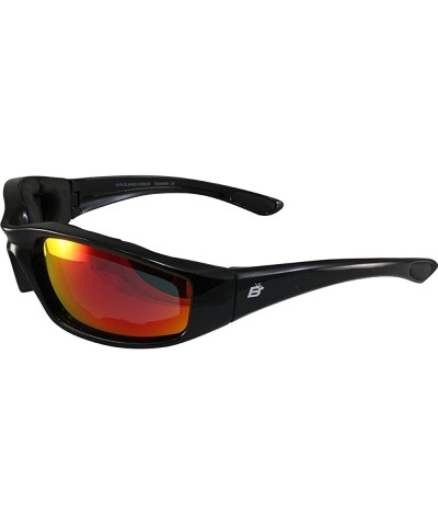 Oriole Padded Motorcycle Riding Sunglasses Gloss Black Frames Red G-Tech Reflective Lenses - C612BT2P5RH $7.30 Sport