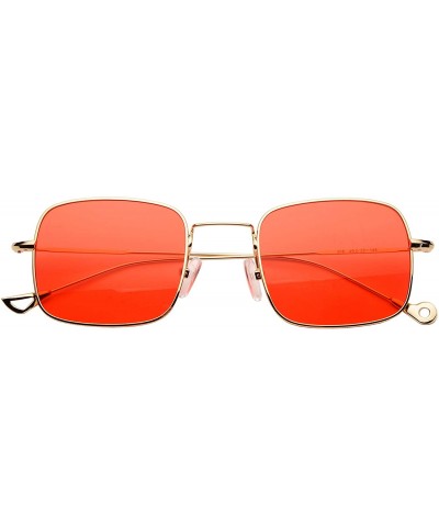 Retro Metal Frame Sunglasses Colored Lens - Golden-red - CC18S7LQC4L $8.74 Rimless