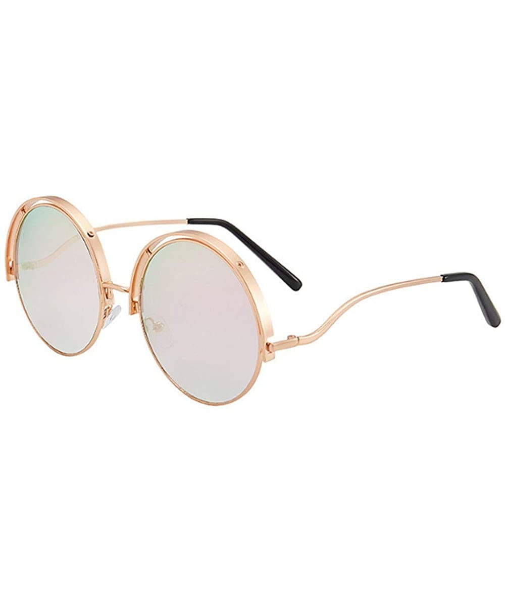 Color Lens Sunglasses Stylish Sunnies Eyewear Metal Sunglasses - Q - Mirrored Pink&green(gold Frame) - C61972XNCLQ $22.49 Shield