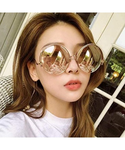 Color Lens Sunglasses Stylish Sunnies Eyewear Metal Sunglasses - Q - Mirrored Pink&green(gold Frame) - C61972XNCLQ $22.49 Shield