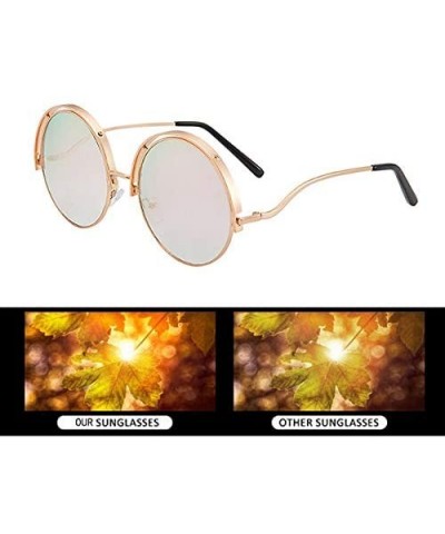 Color Lens Sunglasses Stylish Sunnies Eyewear Metal Sunglasses - Q - Mirrored Pink&green(gold Frame) - C61972XNCLQ $22.49 Shield