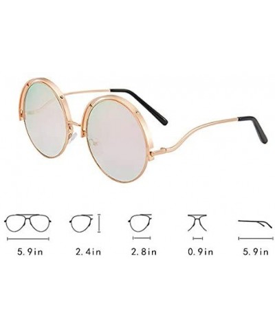 Color Lens Sunglasses Stylish Sunnies Eyewear Metal Sunglasses - Q - Mirrored Pink&green(gold Frame) - C61972XNCLQ $22.49 Shield