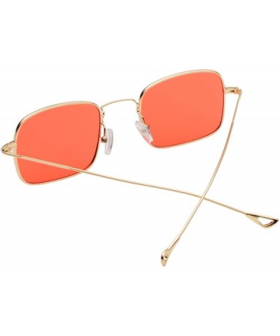 Retro Metal Frame Sunglasses Colored Lens - Golden-red - CC18S7LQC4L $8.74 Rimless