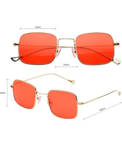 Retro Metal Frame Sunglasses Colored Lens - Golden-red - CC18S7LQC4L $8.74 Rimless