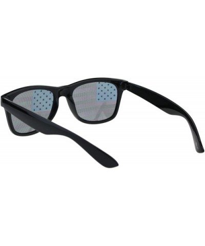 Mens American Flag Print Lens Hipster Horn Rim Plastic Sunglasses - Black - CK18ES0KRTT $7.88 Rectangular