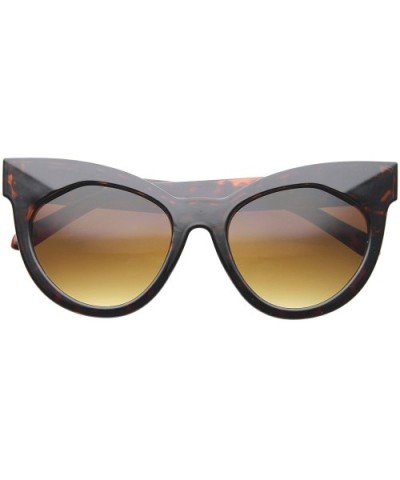 Womens Mod Fashion Oversized Flat Lens Bold Chunky Cat Eye Sunglasses 64mm - Shiny Tortoise-gold / Amber - C6128PMCGT9 $7.11 ...