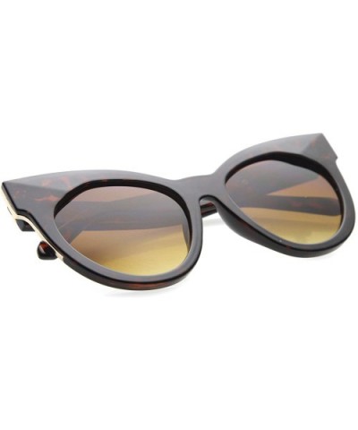 Womens Mod Fashion Oversized Flat Lens Bold Chunky Cat Eye Sunglasses 64mm - Shiny Tortoise-gold / Amber - C6128PMCGT9 $7.11 ...